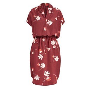 NWT Lauren Ralph Lauren Women's Red Floral Short Sleeve Midi Shift Dress Size 16